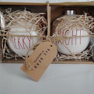 Rae Dunn Merry Bright Christmas Ball Ornament Gift Set